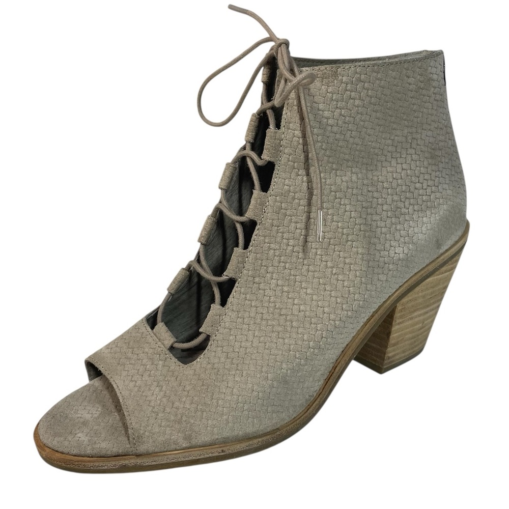 Eileen Fisher Slew Open Toe Lace Up Open Toe Bootie Size 11 Suede Leather Shoes